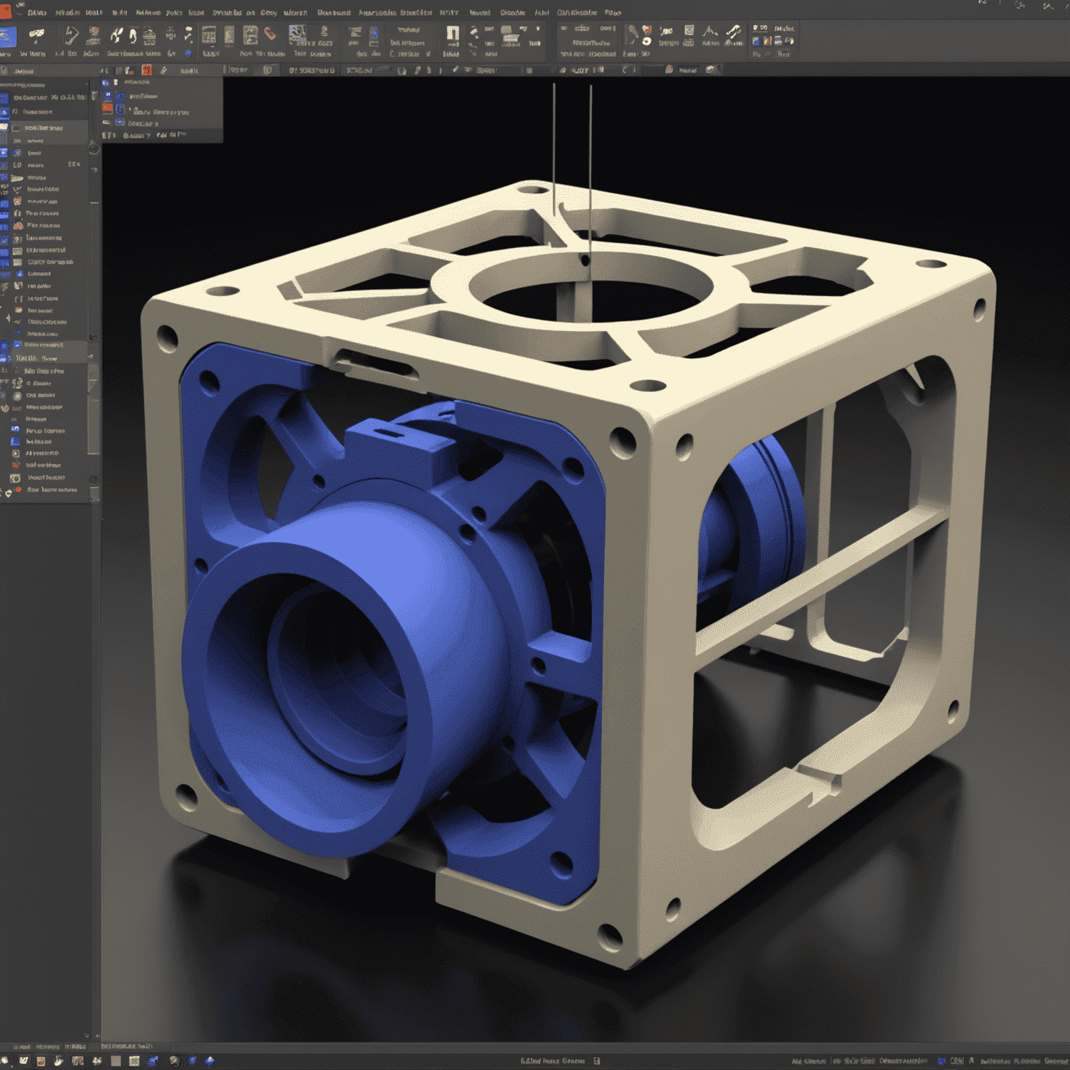 A split-screen image showing a 3D model in FreeCAD software on one side and the corresponding 3D printed object on the other, highlighting the seamless integration between CAD and 3D printing