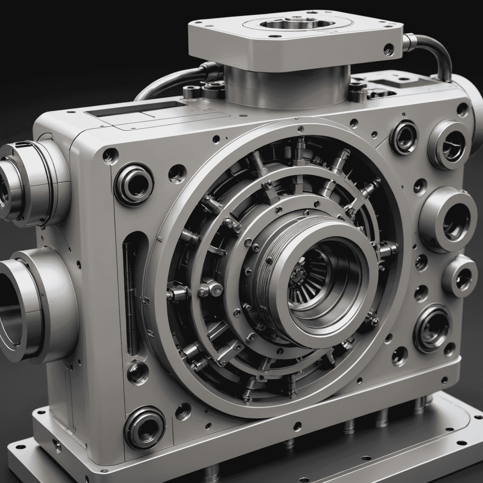 SolidWorks interface showing a complex 3D model of an industrial machine part